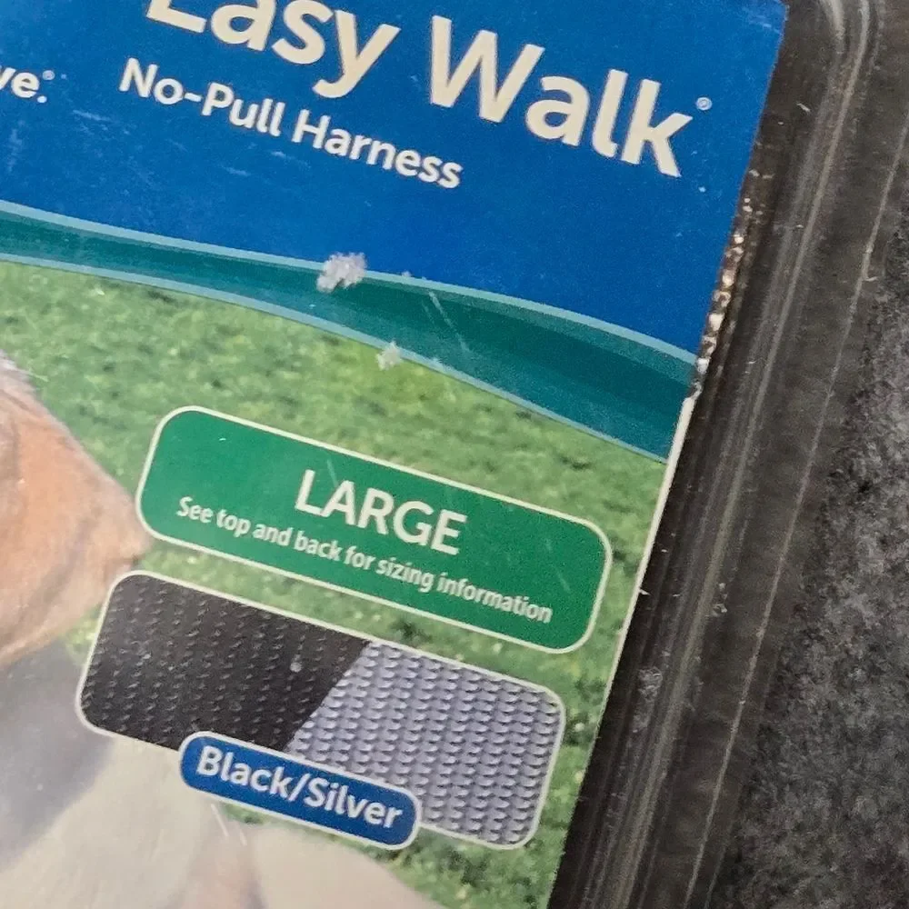 NWT PetSafe Easy Walk Dog Harness Large No-Pull Harness Black Silver Pet Leash